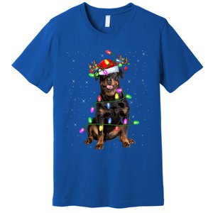 Rottweiler Christmas Tree Light Pajama Dog Xmas Great Gift Premium T-Shirt