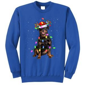 Rottweiler Christmas Tree Light Pajama Dog Xmas Great Gift Tall Sweatshirt