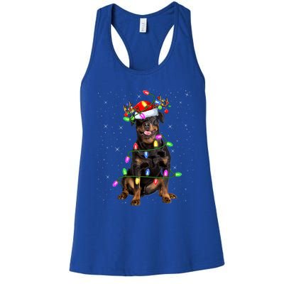 Rottweiler Christmas Tree Light Pajama Dog Xmas Great Gift Women's Racerback Tank