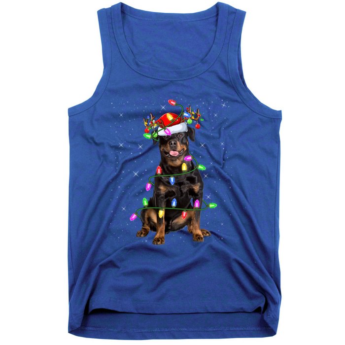 Rottweiler Christmas Tree Light Pajama Dog Xmas Great Gift Tank Top