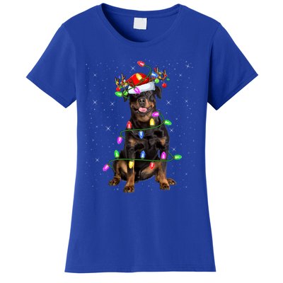 Rottweiler Christmas Tree Light Pajama Dog Xmas Great Gift Women's T-Shirt