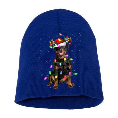 Rottweiler Christmas Tree Light Pajama Dog Xmas Great Gift Short Acrylic Beanie