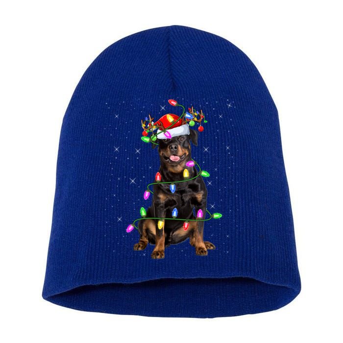 Rottweiler Christmas Tree Light Pajama Dog Xmas Great Gift Short Acrylic Beanie