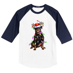 Rottweiler Christmas Tree Light Pajama Dog Xmas Great Gift Baseball Sleeve Shirt