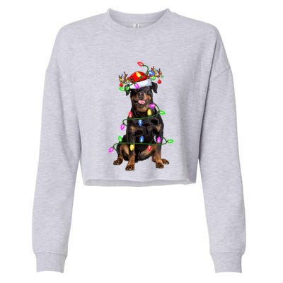 Rottweiler Christmas Tree Light Pajama Dog Xmas Great Gift Cropped Pullover Crew