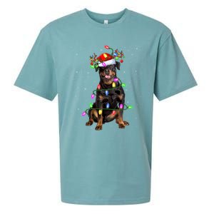 Rottweiler Christmas Tree Light Pajama Dog Xmas Great Gift Sueded Cloud Jersey T-Shirt