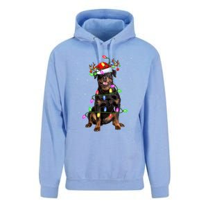 Rottweiler Christmas Tree Light Pajama Dog Xmas Great Gift Unisex Surf Hoodie