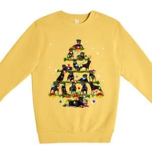 Rottweiler Christmas Tree Lights Sweater Xmas Dog Lover Funny Gift Premium Crewneck Sweatshirt