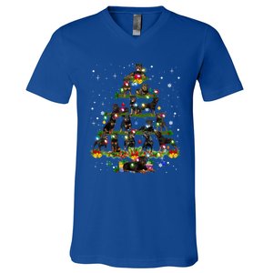 Rottweiler Christmas Tree Lights Sweater Xmas Dog Lover Funny Gift V-Neck T-Shirt