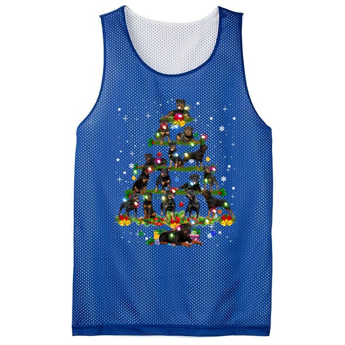 Rottweiler Christmas Tree Lights Sweater Xmas Dog Lover Funny Gift Mesh Reversible Basketball Jersey Tank