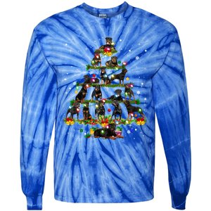 Rottweiler Christmas Tree Lights Sweater Xmas Dog Lover Funny Gift Tie-Dye Long Sleeve Shirt