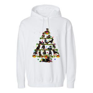 Rottweiler Christmas Tree Lights Sweater Xmas Dog Lover Funny Gift Garment-Dyed Fleece Hoodie