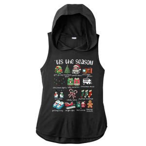 Retro Christmas Tis The Season Ladies PosiCharge Tri-Blend Wicking Draft Hoodie Tank