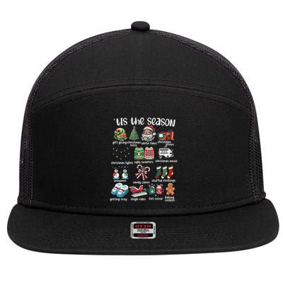 Retro Christmas Tis The Season 7 Panel Mesh Trucker Snapback Hat