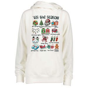 Retro Christmas Tis The Season Womens Funnel Neck Pullover Hood