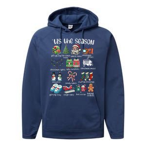 Retro Christmas Tis The Season Performance Fleece Hoodie