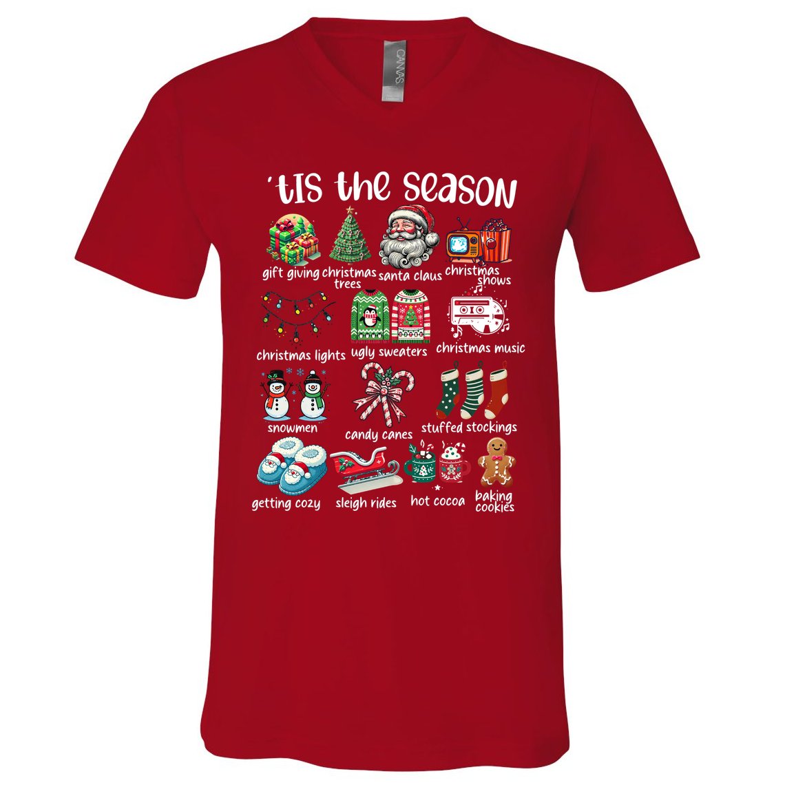 Retro Christmas Tis The Season V-Neck T-Shirt