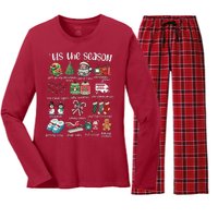 Retro Christmas Tis The Season Women's Long Sleeve Flannel Pajama Set 