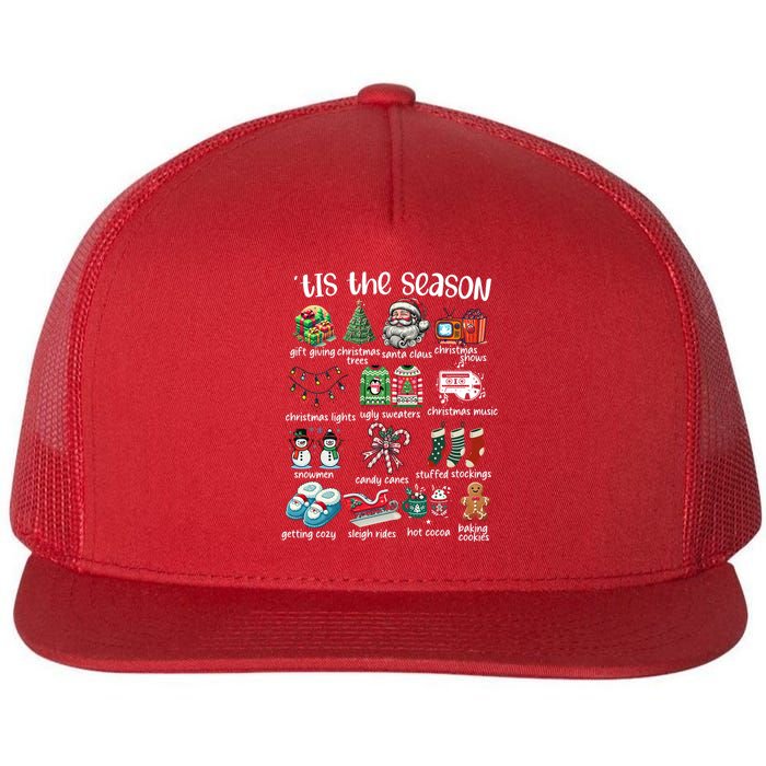 Retro Christmas Tis The Season Flat Bill Trucker Hat