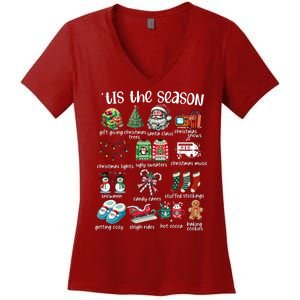 Retro Christmas Tis The Season Women's V-Neck T-Shirt