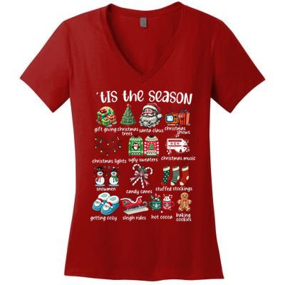 Retro Christmas Tis The Season Women's V-Neck T-Shirt