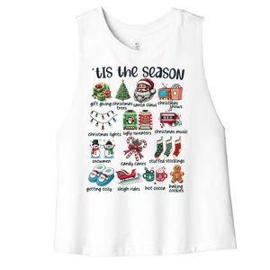 Retro Christmas Tis The Season Women's Racerback Cropped Tank