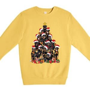 Rottweiler Christmas Tree Xmas Lights Funny Dog Dad Mom Cute Gift Premium Crewneck Sweatshirt