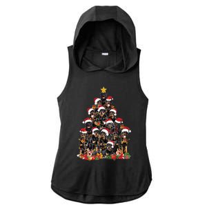 Rottweiler Christmas Tree Xmas Lights Funny Dog Dad Mom Cute Gift Ladies PosiCharge Tri-Blend Wicking Draft Hoodie Tank