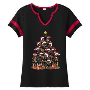 Rottweiler Christmas Tree Xmas Lights Funny Dog Dad Mom Cute Gift Ladies Halftime Notch Neck Tee