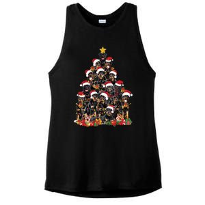 Rottweiler Christmas Tree Xmas Lights Funny Dog Dad Mom Cute Gift Ladies PosiCharge Tri-Blend Wicking Tank