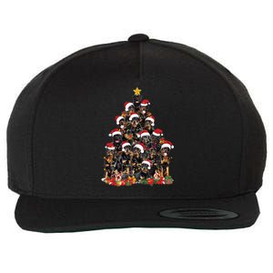 Rottweiler Christmas Tree Xmas Lights Funny Dog Dad Mom Cute Gift Wool Snapback Cap