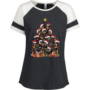 Rottweiler Christmas Tree Xmas Lights Funny Dog Dad Mom Cute Gift Enza Ladies Jersey Colorblock Tee