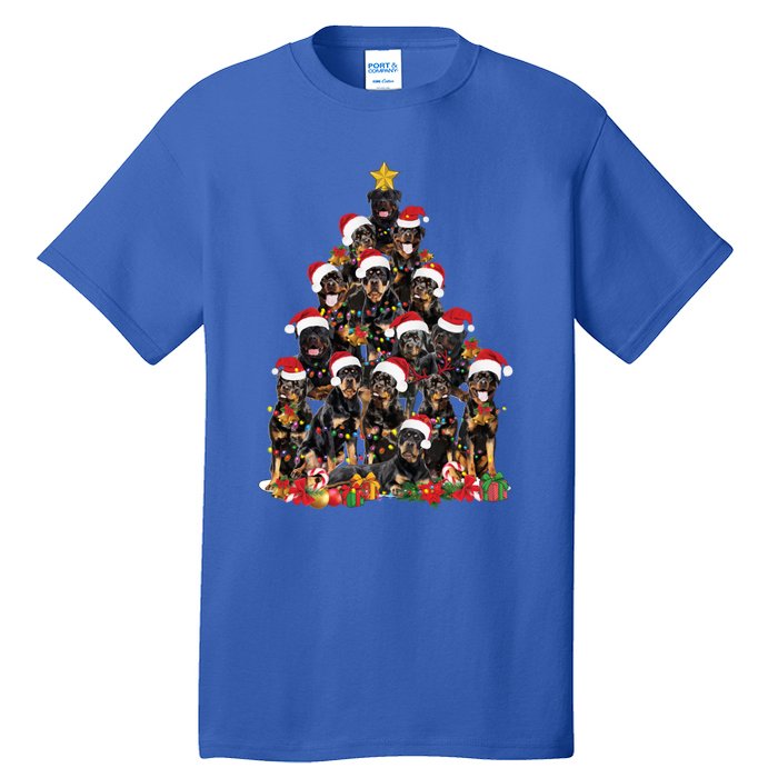 Rottweiler Christmas Tree Xmas Lights Funny Dog Dad Mom Cute Gift Tall T-Shirt