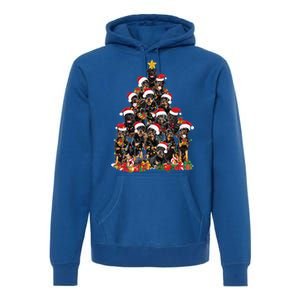 Rottweiler Christmas Tree Xmas Lights Funny Dog Dad Mom Cute Gift Premium Hoodie