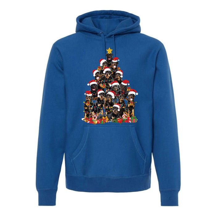 Rottweiler Christmas Tree Xmas Lights Funny Dog Dad Mom Cute Gift Premium Hoodie