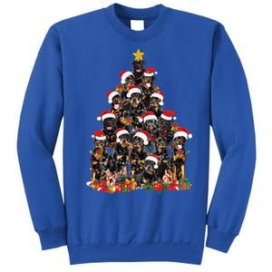 Rottweiler Christmas Tree Xmas Lights Funny Dog Dad Mom Cute Gift Tall Sweatshirt