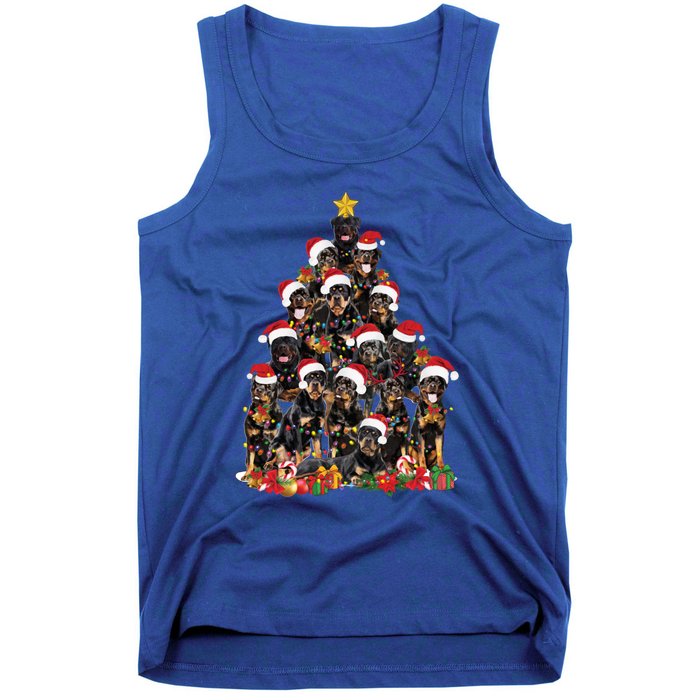 Rottweiler Christmas Tree Xmas Lights Funny Dog Dad Mom Cute Gift Tank Top