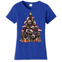 Rottweiler Christmas Tree Xmas Lights Funny Dog Dad Mom Cute Gift Women's T-Shirt