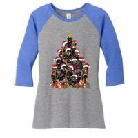 Rottweiler Christmas Tree Xmas Lights Funny Dog Dad Mom Cute Gift Women's Tri-Blend 3/4-Sleeve Raglan Shirt