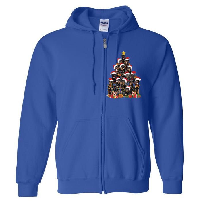 Rottweiler Christmas Tree Xmas Lights Funny Dog Dad Mom Cute Gift Full Zip Hoodie