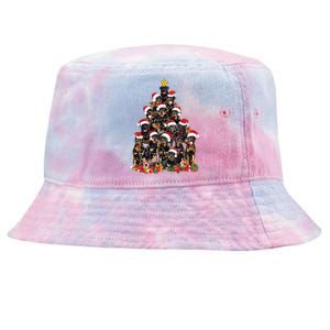 Rottweiler Christmas Tree Xmas Lights Funny Dog Dad Mom Cute Gift Tie-Dyed Bucket Hat