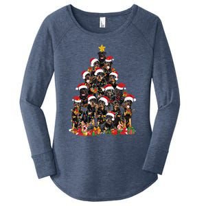 Rottweiler Christmas Tree Xmas Lights Funny Dog Dad Mom Cute Gift Women's Perfect Tri Tunic Long Sleeve Shirt