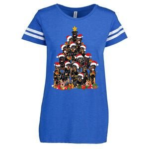 Rottweiler Christmas Tree Xmas Lights Funny Dog Dad Mom Cute Gift Enza Ladies Jersey Football T-Shirt