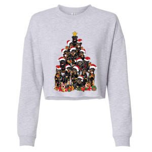 Rottweiler Christmas Tree Xmas Lights Funny Dog Dad Mom Cute Gift Cropped Pullover Crew