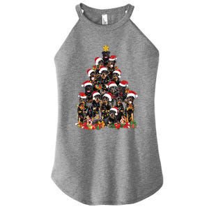 Rottweiler Christmas Tree Xmas Lights Funny Dog Dad Mom Cute Gift Women's Perfect Tri Rocker Tank