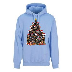 Rottweiler Christmas Tree Xmas Lights Funny Dog Dad Mom Cute Gift Unisex Surf Hoodie