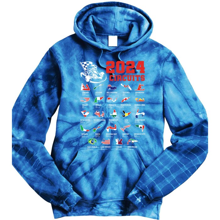 Racing Circuit Track Car Fan Race Lover 2024 Calendar Tie Dye Hoodie