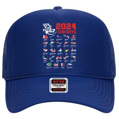 Racing Circuit Track Car Fan Race Lover 2024 Calendar High Crown Mesh Back Trucker Hat