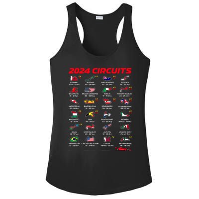 Racing Circuit Track Car Fan Race Lover 2024 Calendar Ladies PosiCharge Competitor Racerback Tank