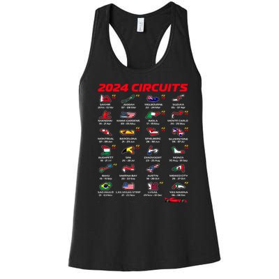 Racing Circuit Track Car Fan Race Lover 2024 Calendar Women's Racerback Tank